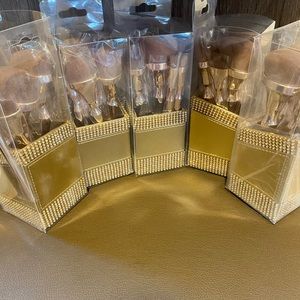 9pc gold makeup brush set